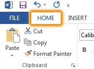 The home tab in word